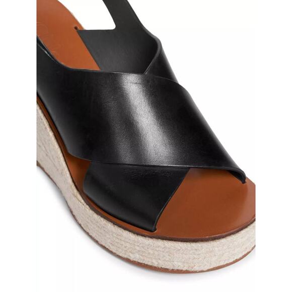 Chloe Black Espadrille Wedge Sandals - Picture 2 of 6